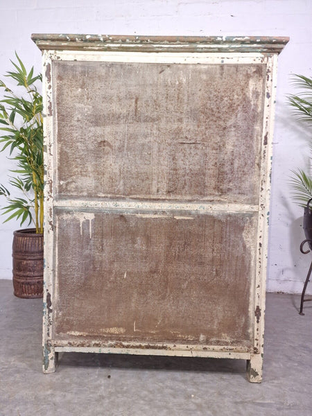 Vintage Rustic Indian White Wooden Shop Display Bathroom Kitchen Drinks Cabinet