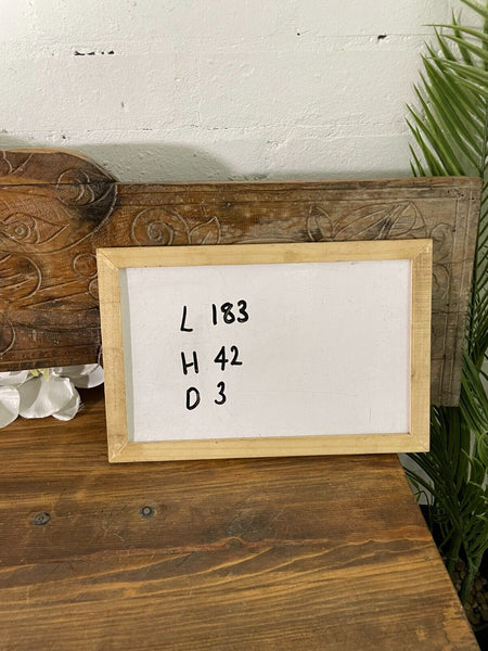 Vintage Antique Indian Hand Carved Solid Wood Floral Sign Plaque Bed Head Board