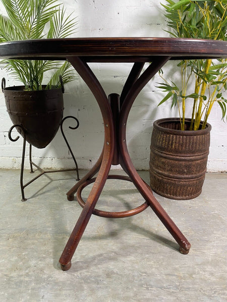 Vintage French Thonet Style Bentwood Round Cafe Bistro Dining Table