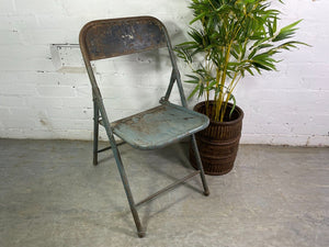 Vintage Industrial Metal Folding Cafe Bar Bistro Garden Dining Chairs