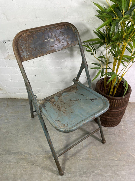 Vintage Industrial Metal Folding Cafe Bar Bistro Garden Dining Chairs
