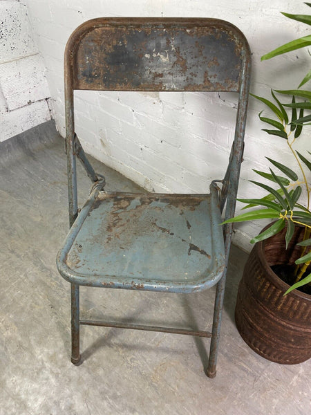 Vintage Industrial Metal Folding Cafe Bar Bistro Garden Dining Chairs