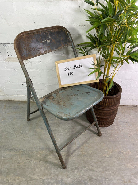 Vintage Industrial Metal Folding Cafe Bar Bistro Garden Dining Chairs