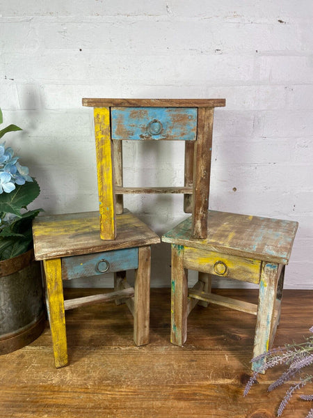 Vintage Reclaimed  Rustic Hand Made Small Side Lamp Table Plant Stand Stool