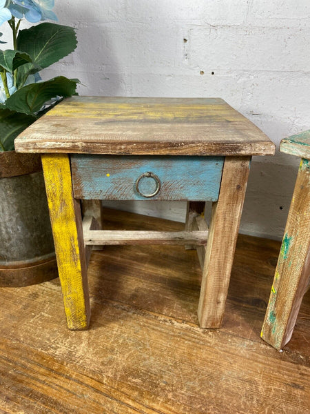 Vintage Reclaimed  Rustic Hand Made Small Side Lamp Table Plant Stand Stool