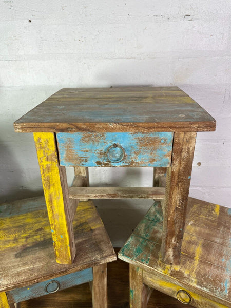 Vintage Reclaimed  Rustic Hand Made Small Side Lamp Table Plant Stand Stool