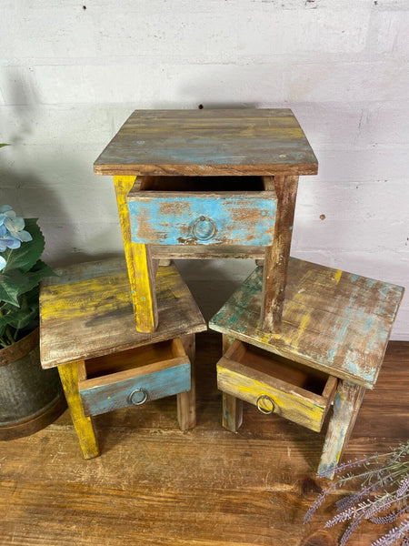 Vintage Reclaimed  Rustic Hand Made Small Side Lamp Table Plant Stand Stool