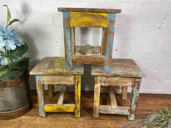 Vintage Reclaimed  Rustic Hand Made Small Side Lamp Table Plant Stand Stool