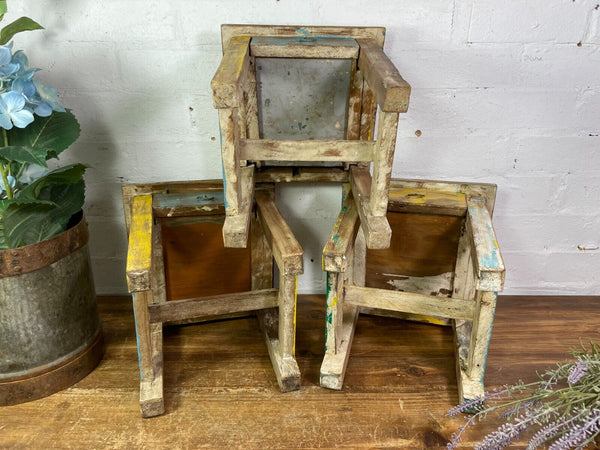 Vintage Reclaimed  Rustic Hand Made Small Side Lamp Table Plant Stand Stool